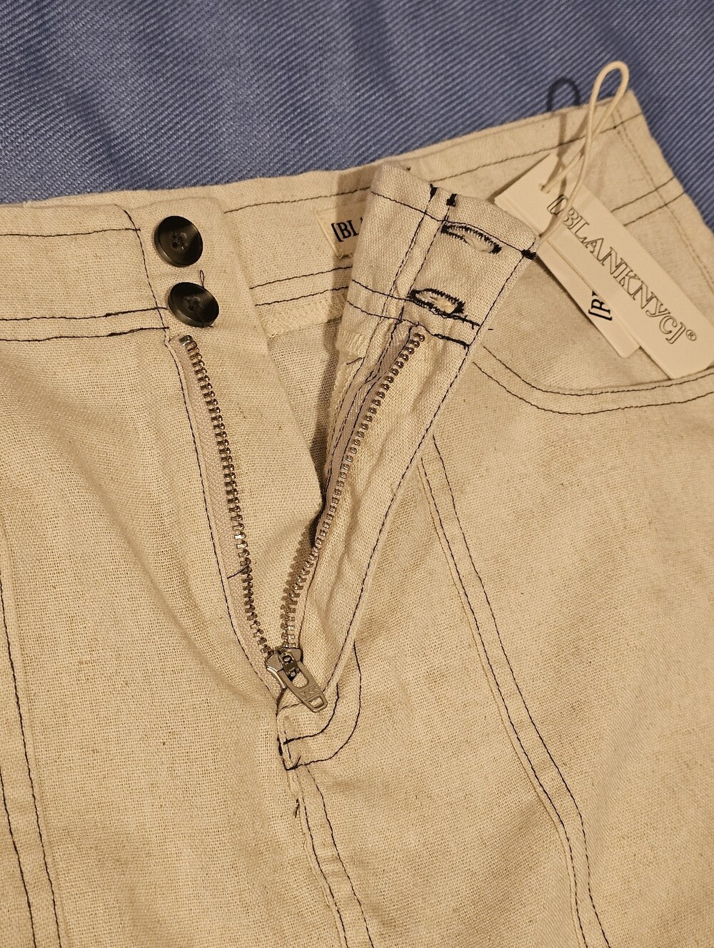 Cream Color Stitched Mini Skirt By Blank NYC - Picture 2 of 9